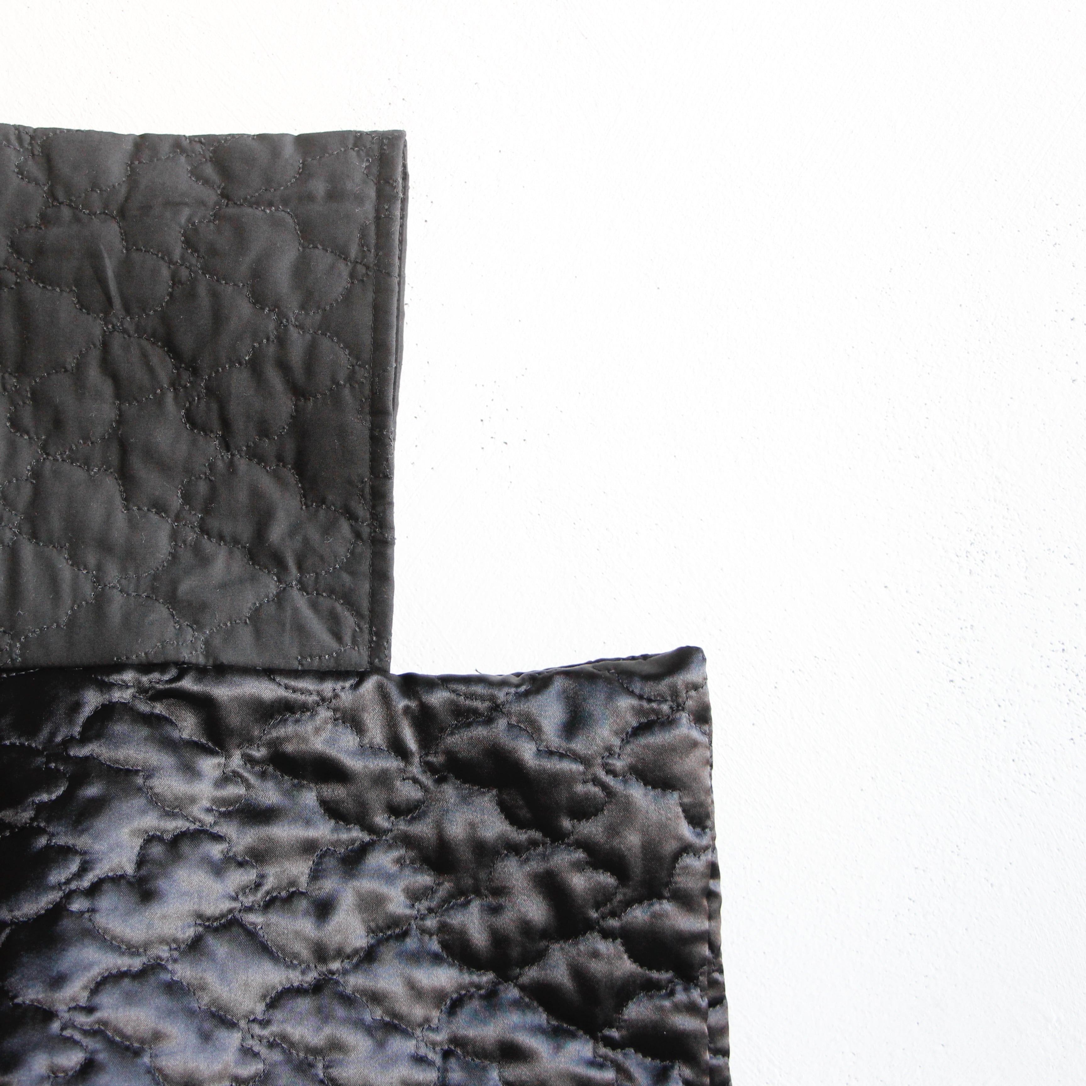 frankygrow 2020AW》BEAR QUILTING SQUARE DRESS / black × black / W1
