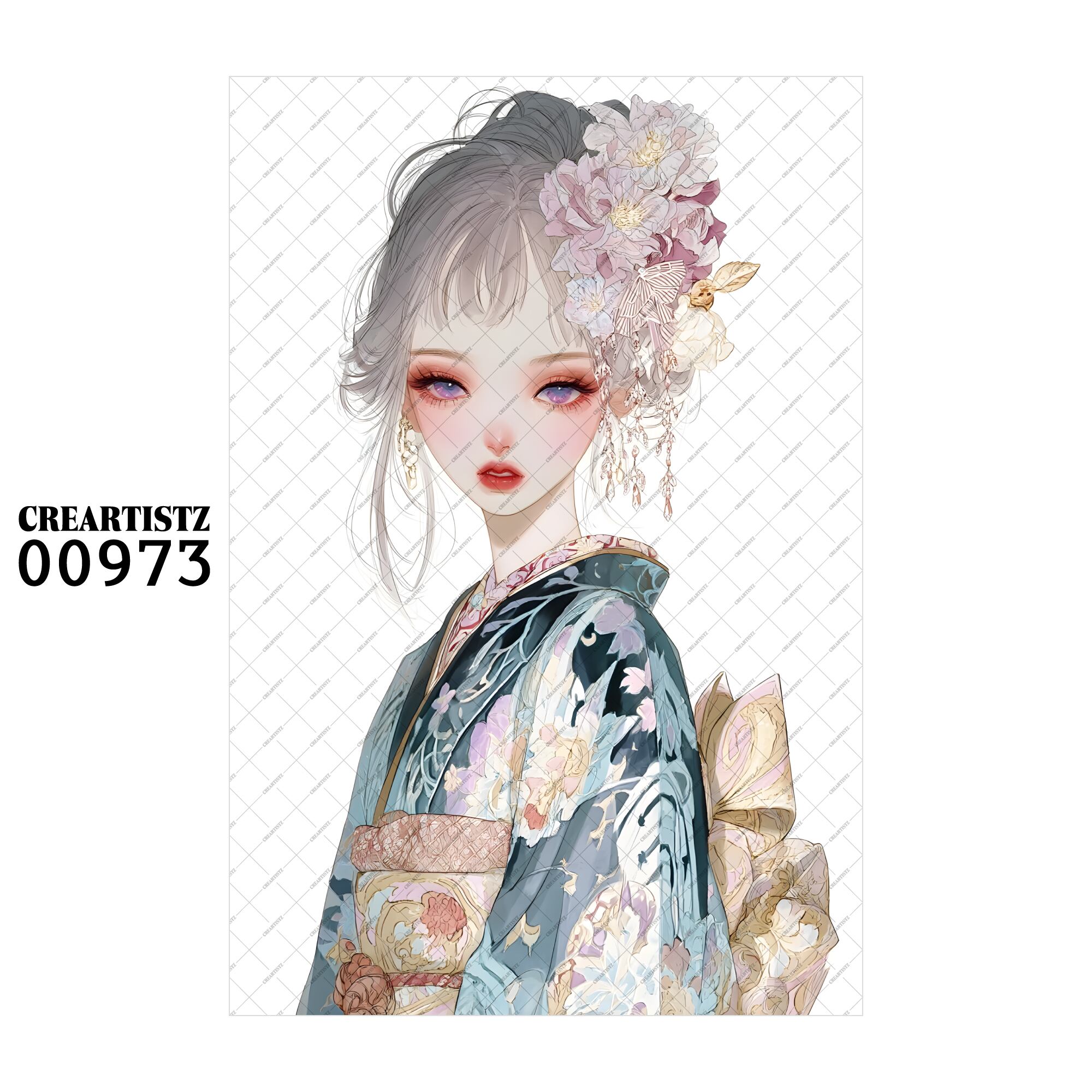 00973 ガール キュート オリジナル ペーパー/ステッカー 4枚セット CREARTISTZ