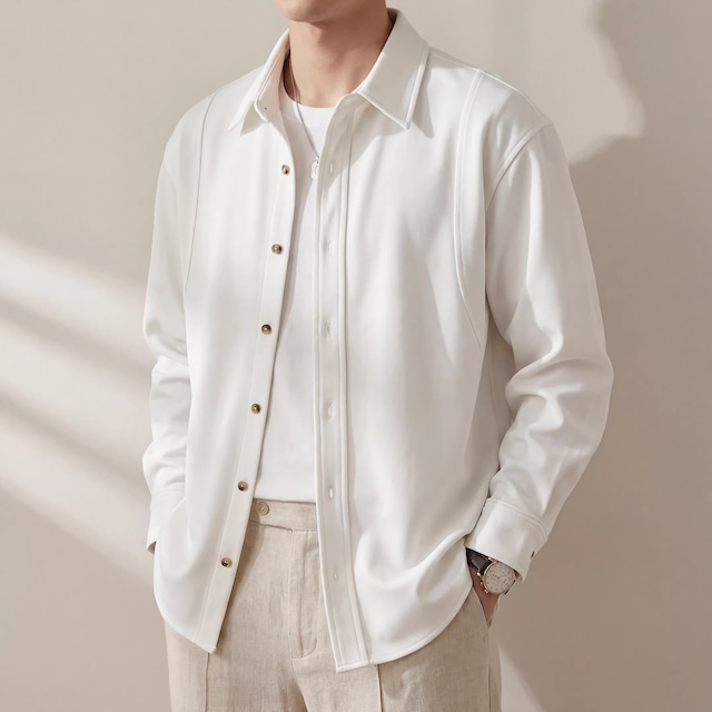 ボタンフロント 長袖 シャツカラー シャツ 2color KA1312