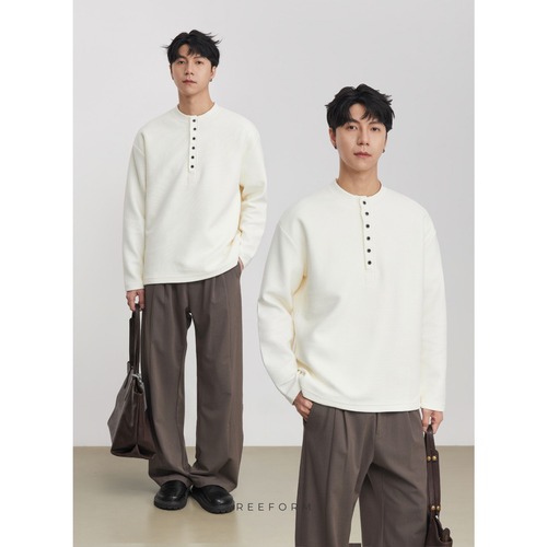 白 デザインロングTシャツ メンズ ゆったり シンプルトップス 春夏/RF-26SP-040