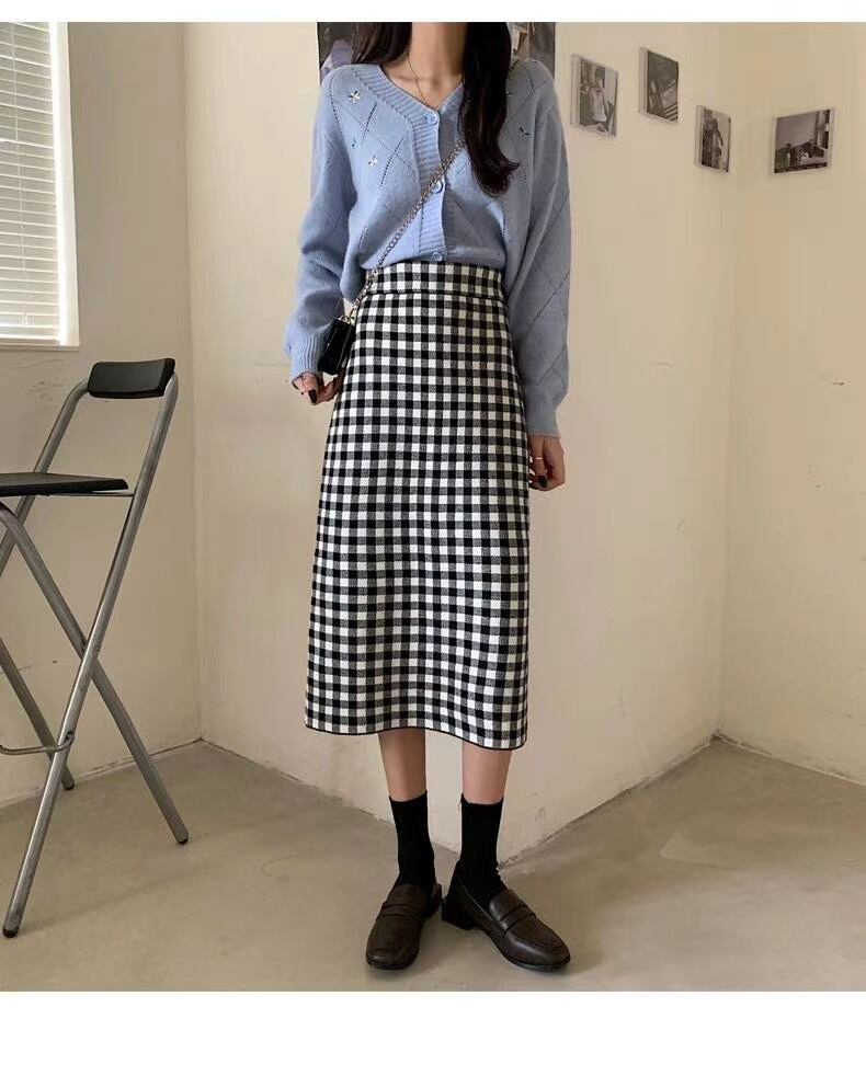 ミモレ丈チェックスカート