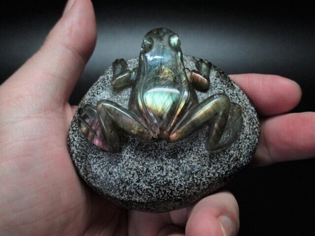 【送料無料】【高品質】ラブラドライトカエル　no.2