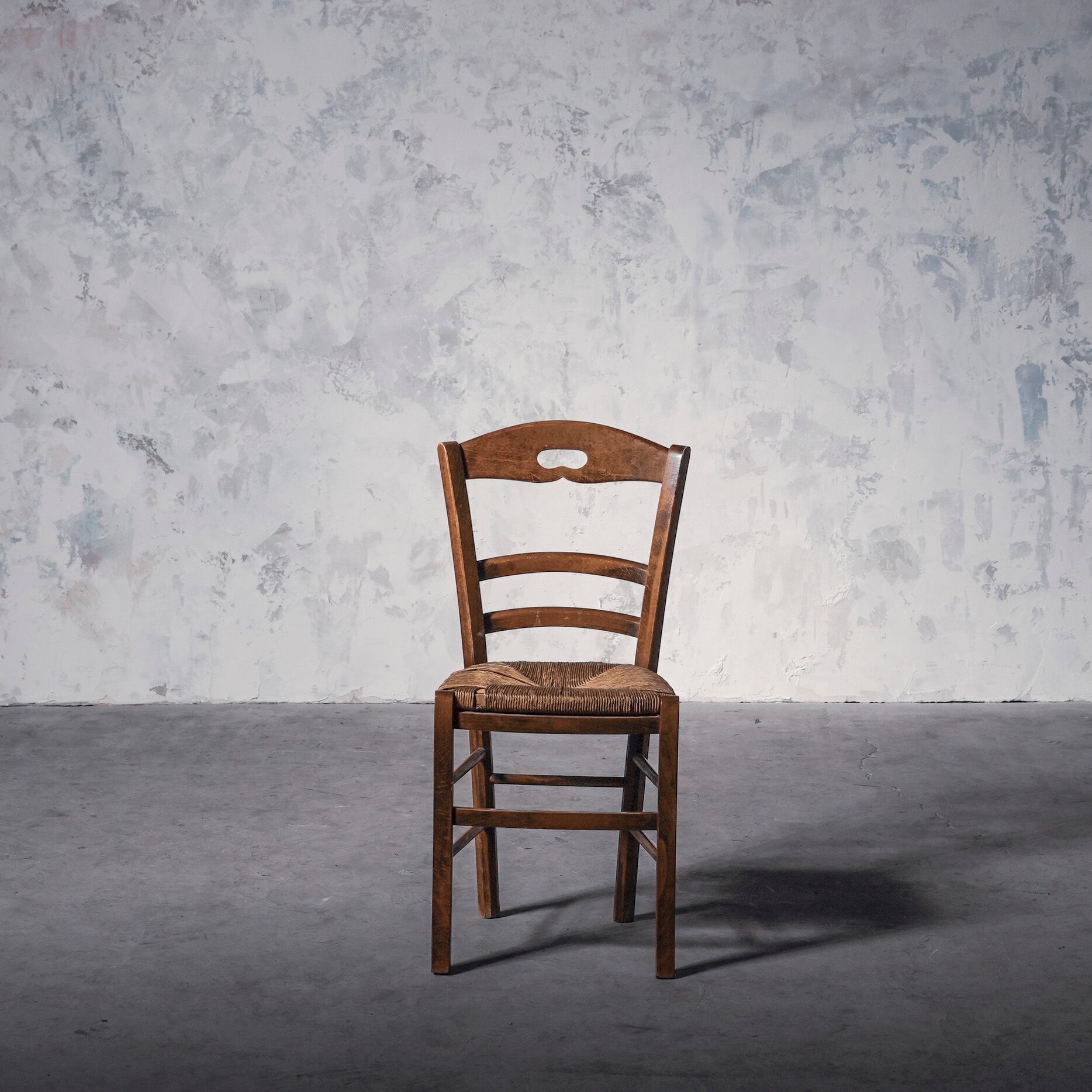 チェア/アンティークラッシュシートチェアー/フレンチアンティーク/ラダーバック/店舗什器