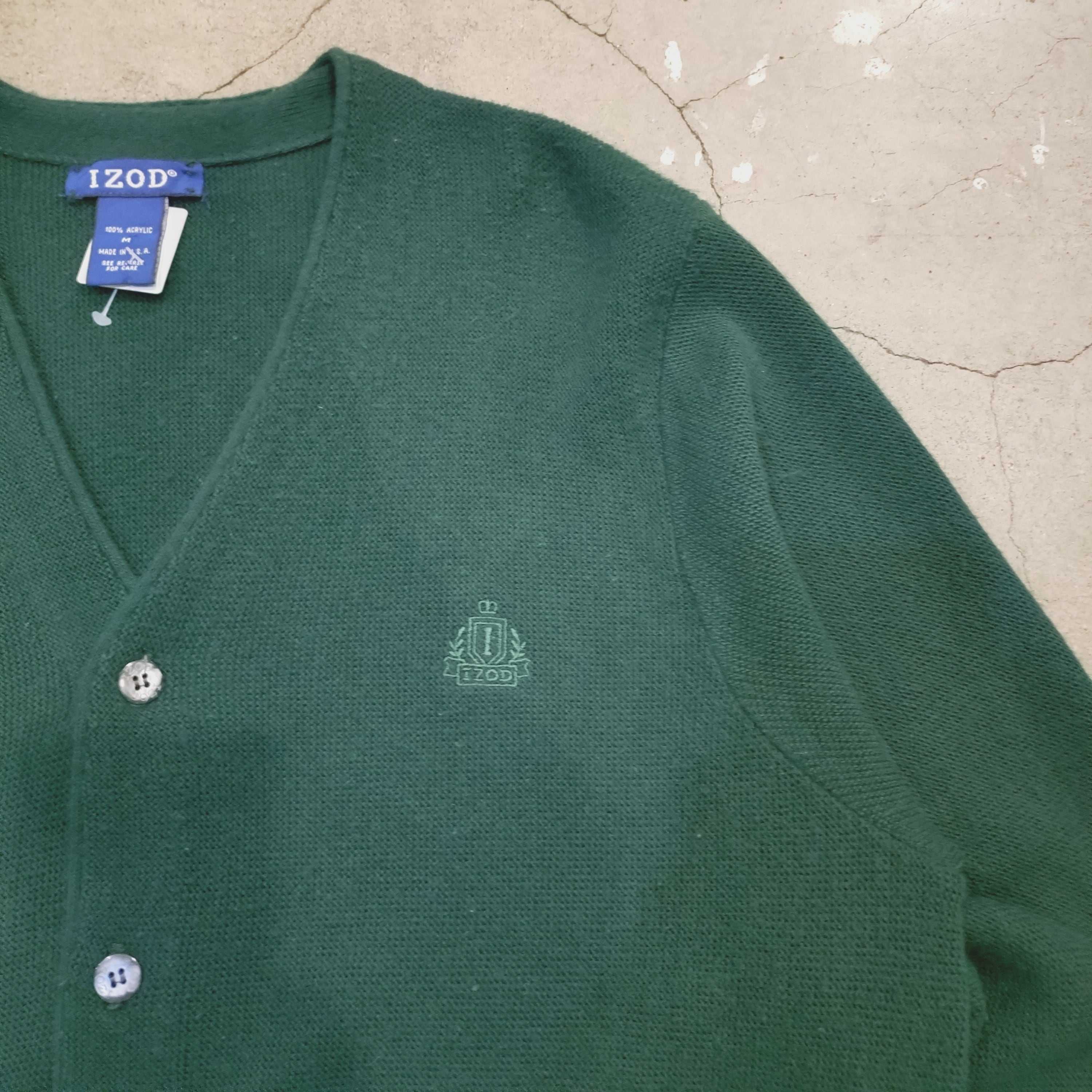 IZOD one point logo embroidery acrylic cardigan （Made in USA