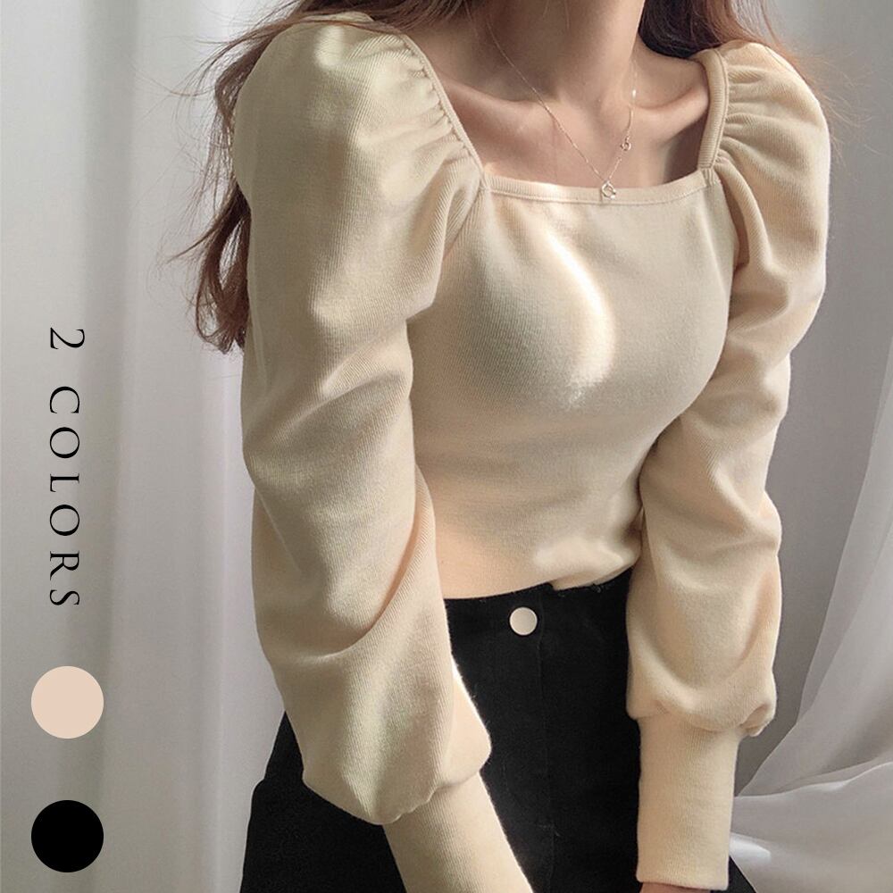 パフスリーブスクエアネックニットトップス SENEE（セニー）の「puff