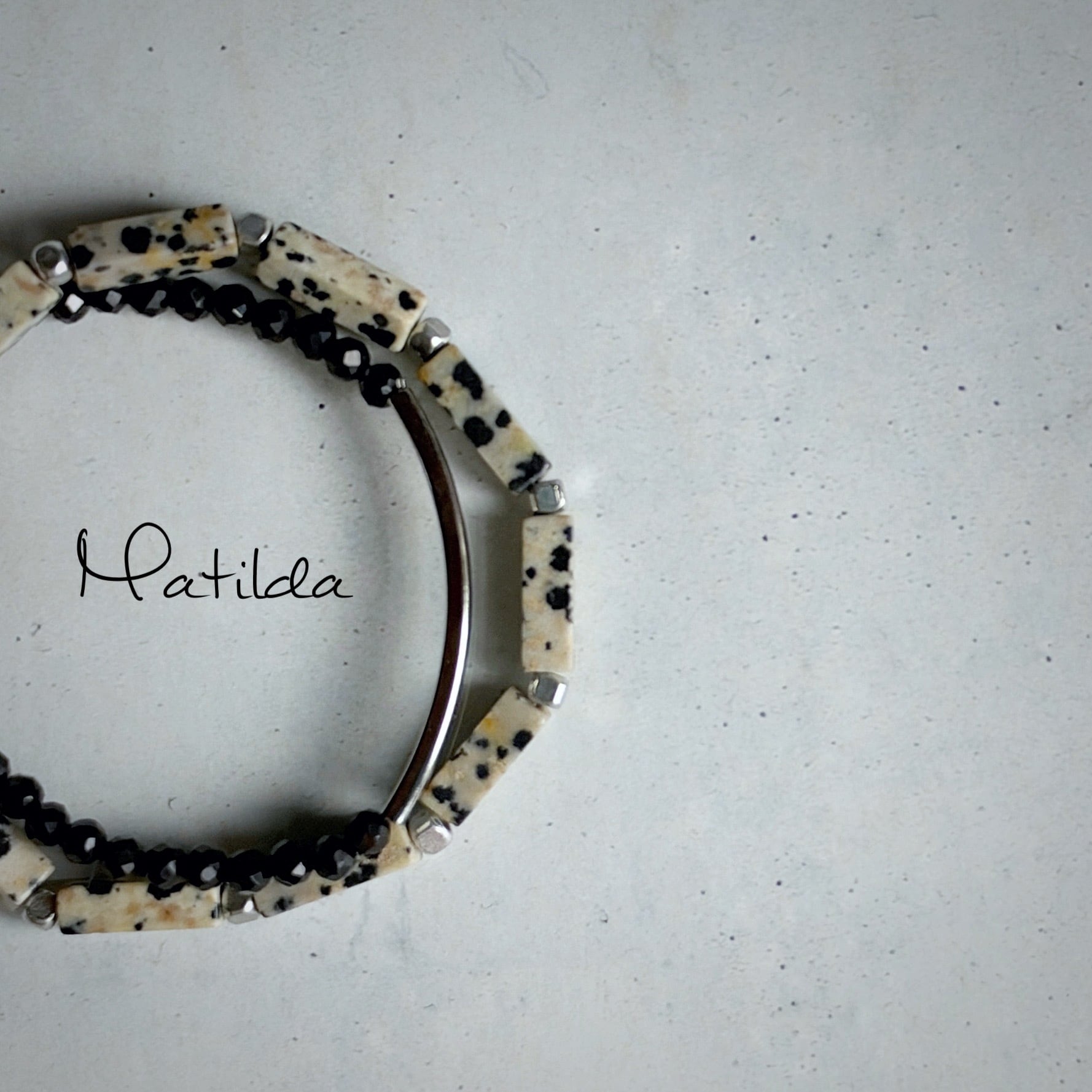 layered bracelet(ダルメシアンジャスパー×オニキス)