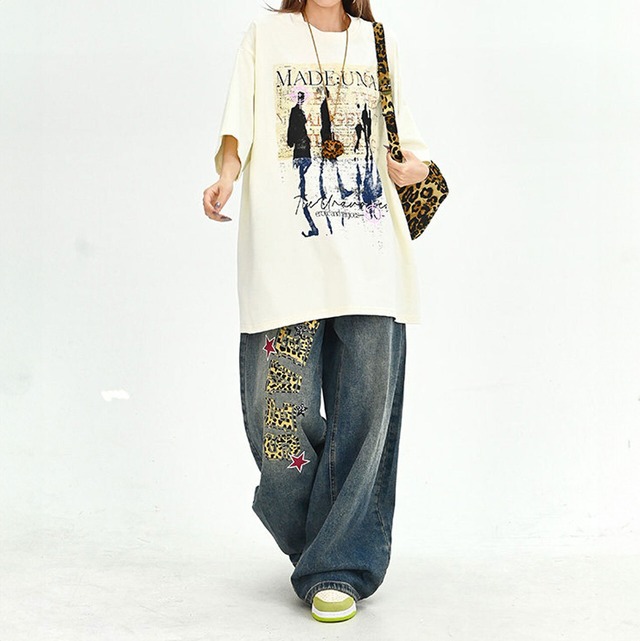 シルエットアートグラフィックレタリングミックストップス 2col   R02017