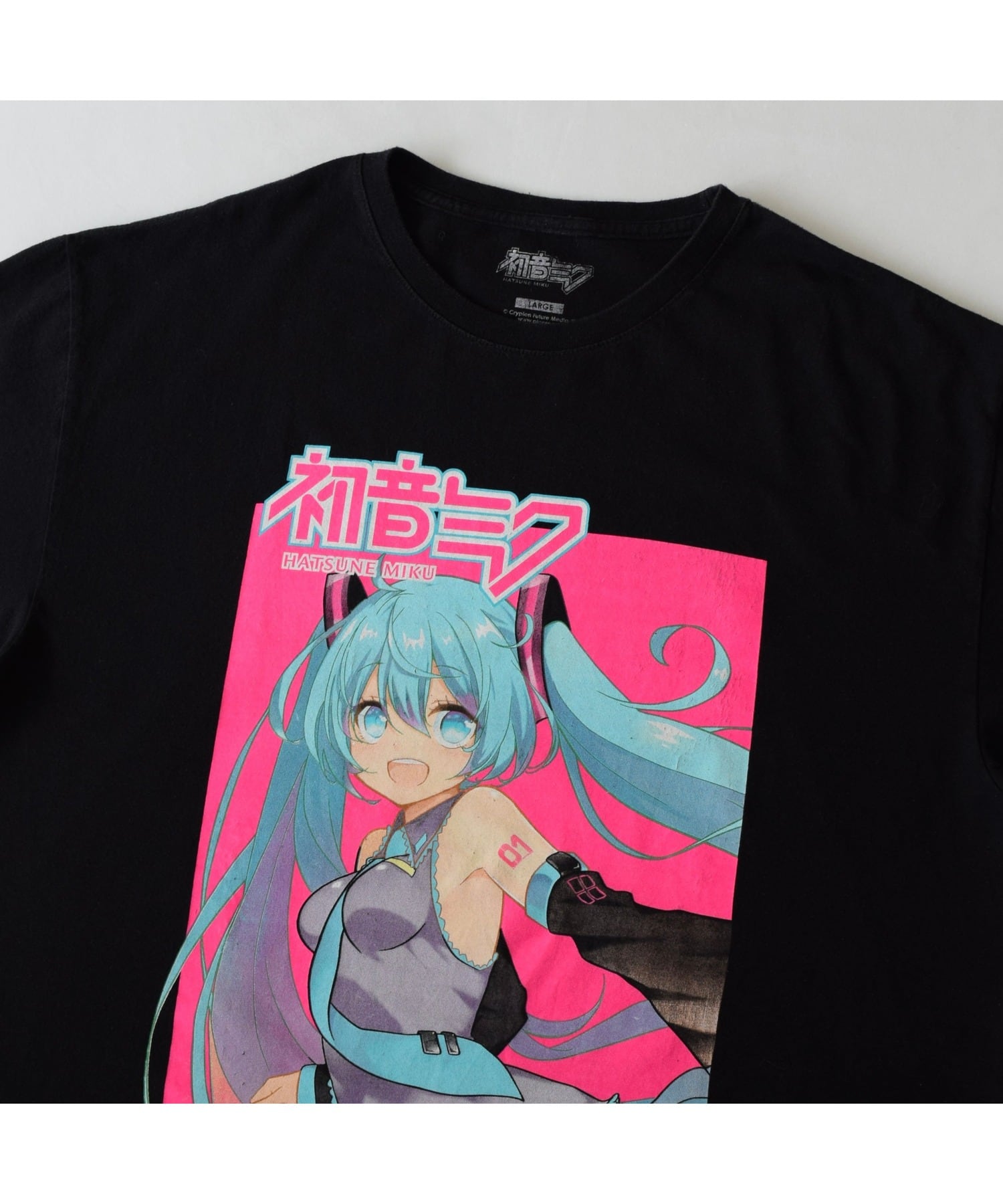 初音ミク Tシャツ メンズ L ブラック キャラクター 古着 ヴィンテージ