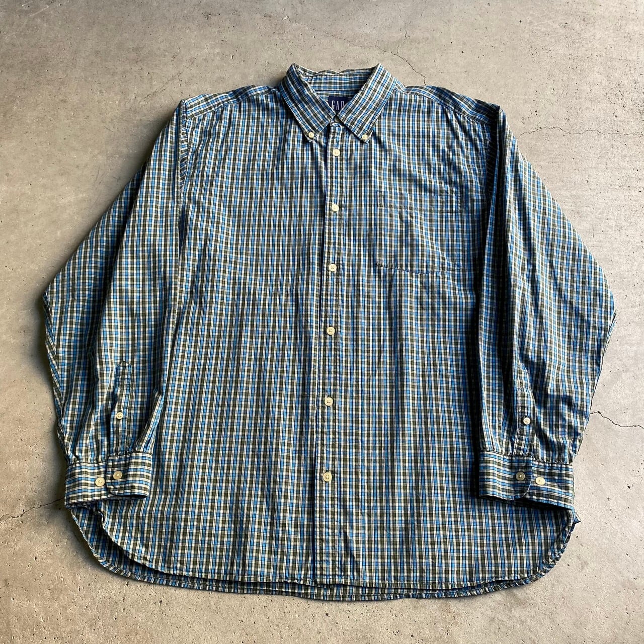 90年代 OLD GAP オールドギャップ ボタンダウン チェックシャツ 長袖シャツ メンズXL 古着 90s ビンテージ ヴィンテージ  グリーン×ブルー 青色 緑色 B.D.シャツ 【長袖シャツ】【SA2204】【HA10】【cs2212-30a】【3anniv】 | cave ...