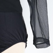 【日本製 社交ダンス衣装】ブラック Chacott チャコット ブラウス トップス レース 無地 レッスン 練習着 黒 パーティ