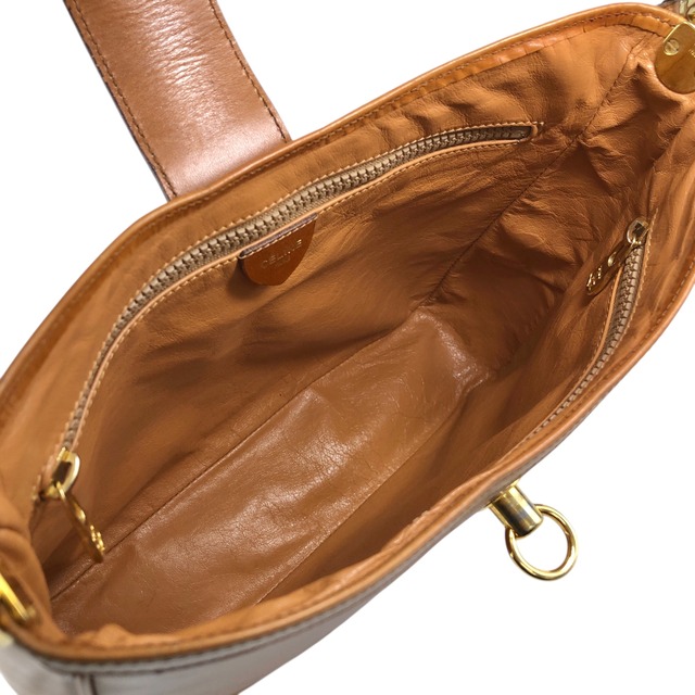 CELINE セリーヌ ショルダーバッグ キャメル ガンチーニ レザー セミショルダーバッグ vintage ヴィンテージ オールド 4kxbz4