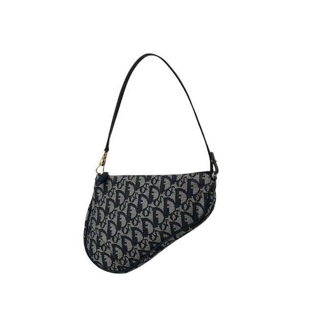 Christian Dior クリスチャン ディオール トロッター ショルダーバッグ ネイビー サドル キャンバス ワンショルダー vintage ヴィンテージ オールド 73m2yp