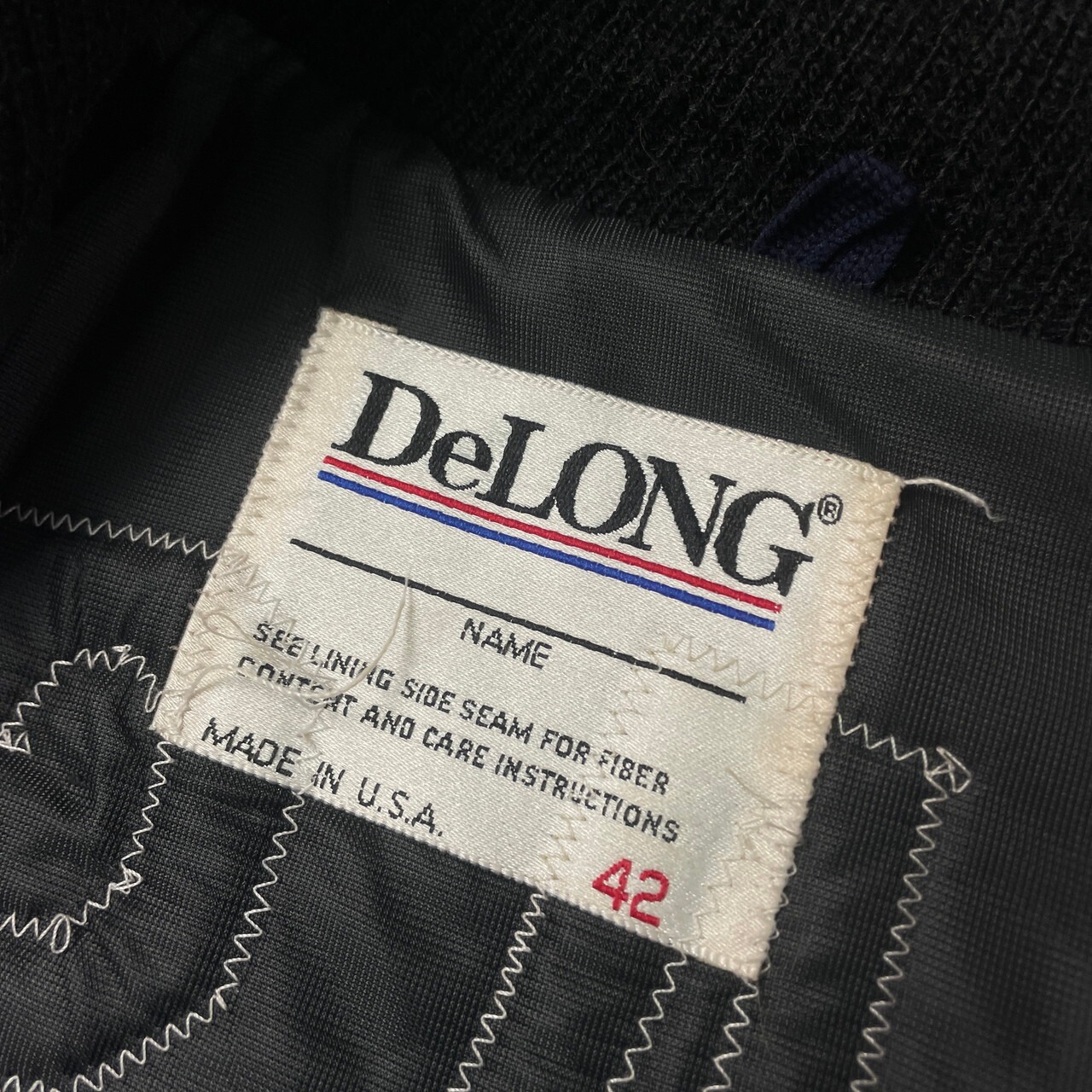 DeLONG USA製 袖レザー ウールスタジャン メンズXL 古着 アワード 