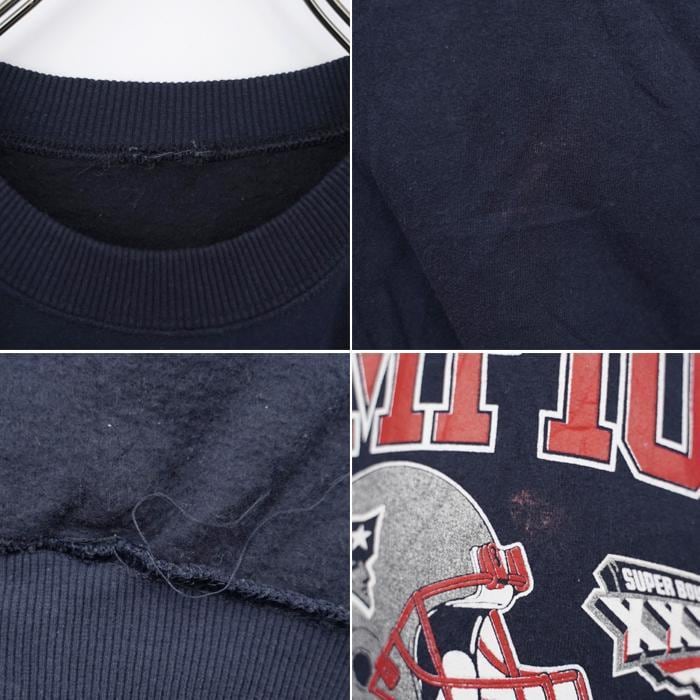 00s NFL ペイトリオッツ ビッグプリントスウェット XL ネイビー紺赤