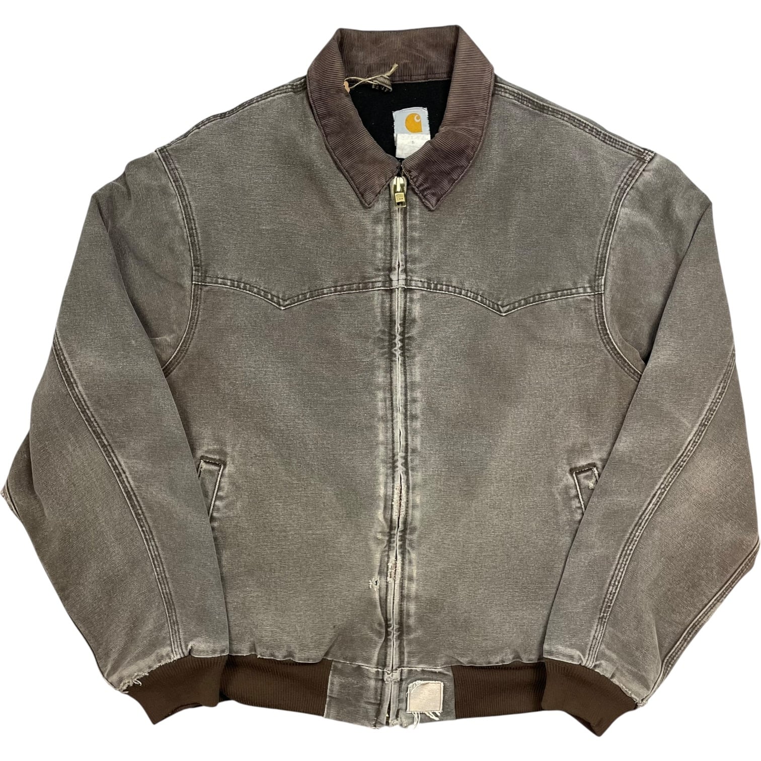 《L》Carhartt カーハート サンタフェジャケット フェード ダメージ 襟コーデュロイ ブラウン no.9772