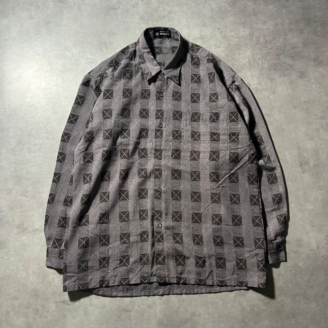 OLD 総柄 日本製 モード モノトーン デザイン レトロ シャツ