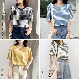 ボーダー柄 Tシャツ レディース 春夏秋 トップス 大人 きれいめ カジュアル おしゃれ かわいい レトロ パイピング 大人可愛い 大人女子