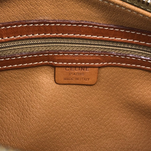 CELINE セリーヌ マカダム ショルダーバッグ ブラウン ブラゾン型押し PVC ロールバッグ vintage ヴィンテージ オールド us8d3n