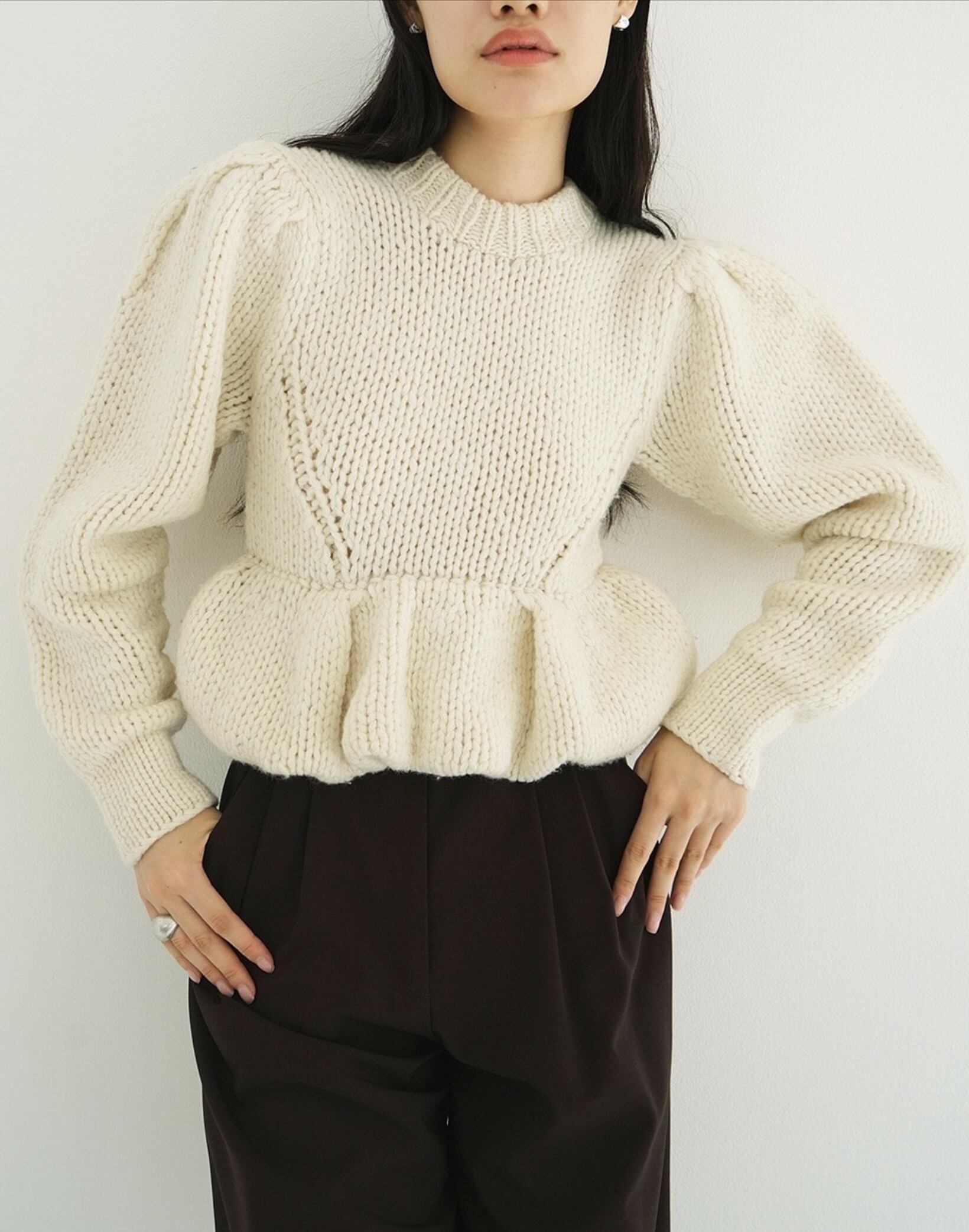CLANE PEPLUM HAND KNIT TOPS | FLICKA ASHIYA