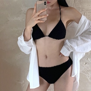 ビキニ 水着 3点セット シアートップス付き レディース 夏 韓国 大人 かわいい きれいめ おしゃれ 海水浴 プール ビーチ リゾート 体型カバー シンプル フェミニン 大人可愛い 大人女子