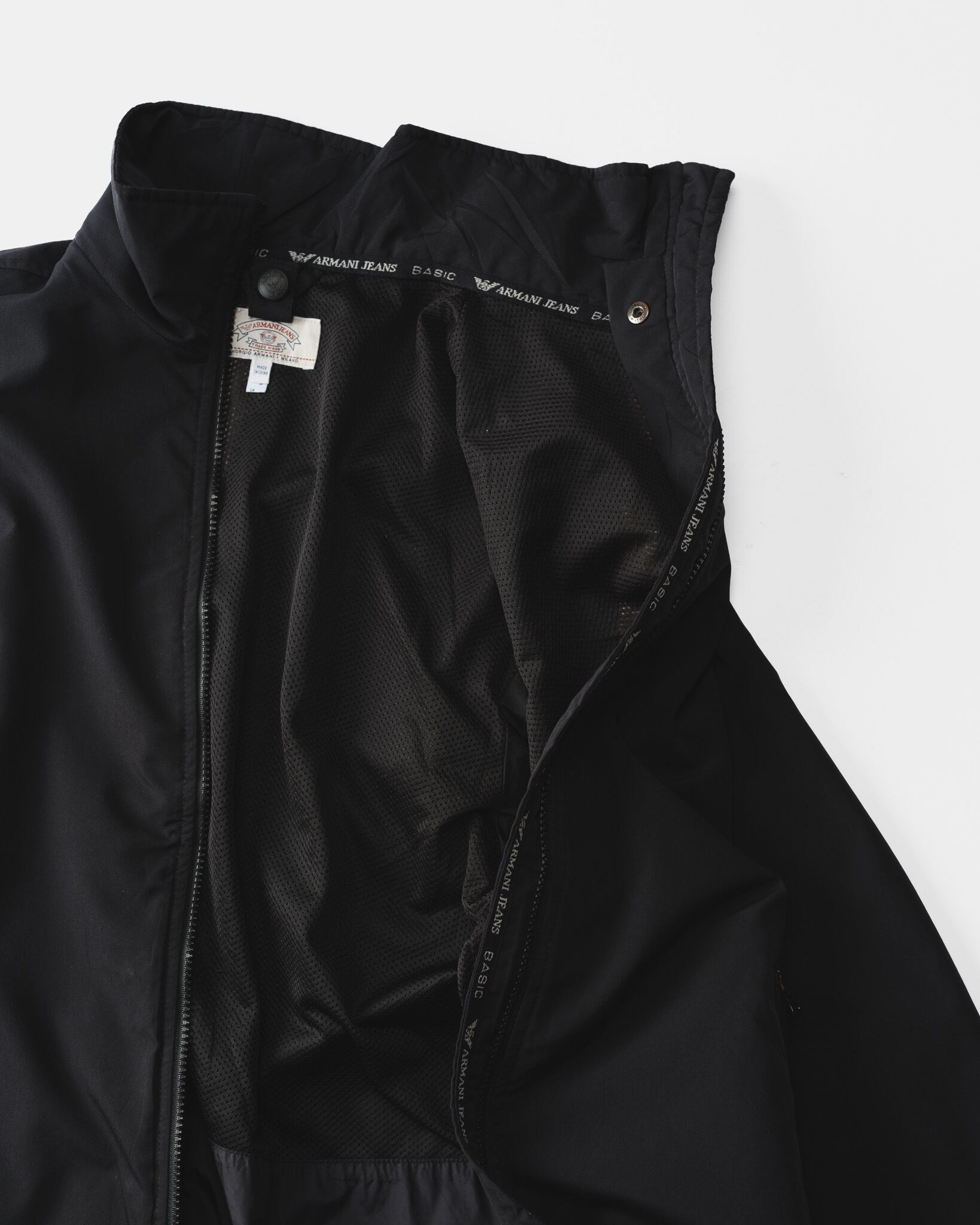 1990's] “ARMANI JEANS” Technical Shelled Zip-Up Jacket