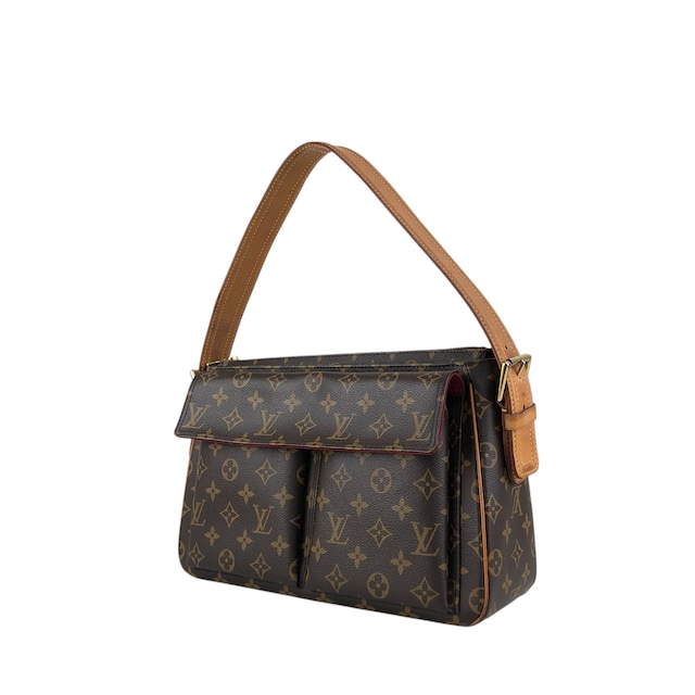 LOUIS VUITTON ルイヴィトン モノグラム ショルダーバッグ ブラウン PVC レザー セミショルダーバッグ ヴィバ・シテ MM M51164 vintage ヴィンテージ オールド w5ixn2