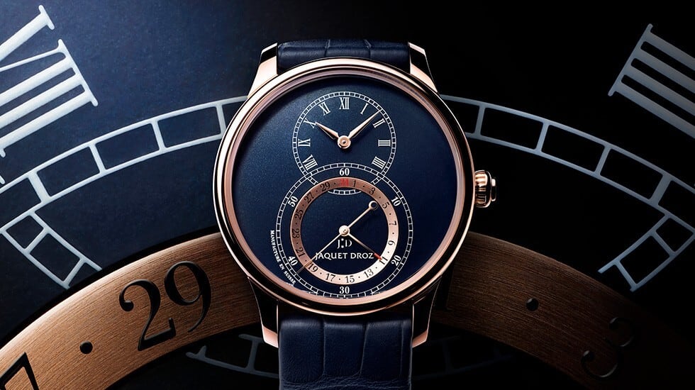 【JAQUET DROZ ジャケ・ドロー】GRANDE SECONDE QUANTIÈME　グラン・セコンド カンティエーム（ダークブルーエナメル）／国内正規品 腕時計