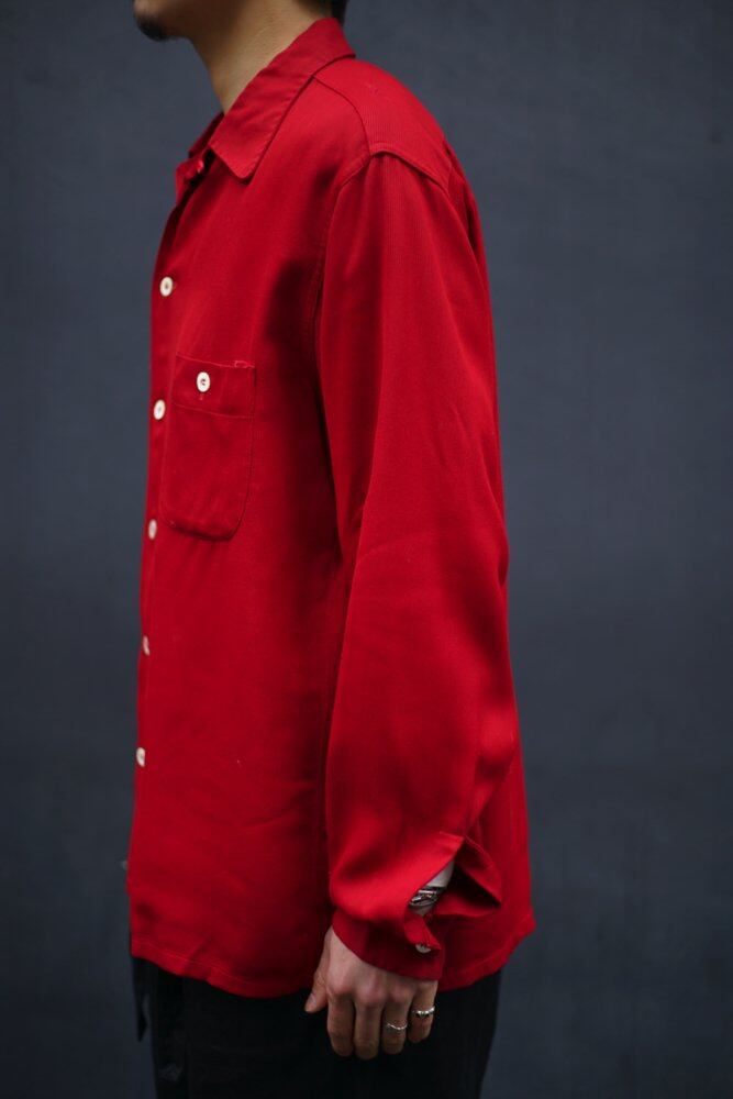 Manhattan] Vintage Rayon Gabardine Open Color Shirt [1950s