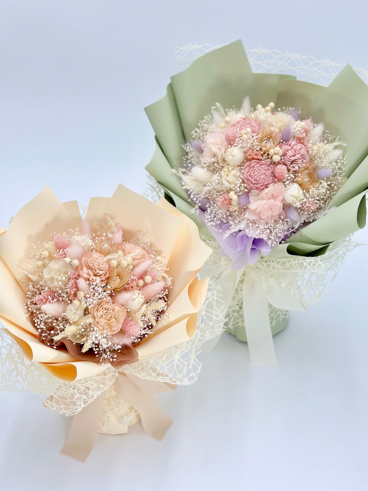 S1.置けるドライフラワー花束(花てまり/ピンク色・白色) □Sサイズ 【1点もの】 画像9