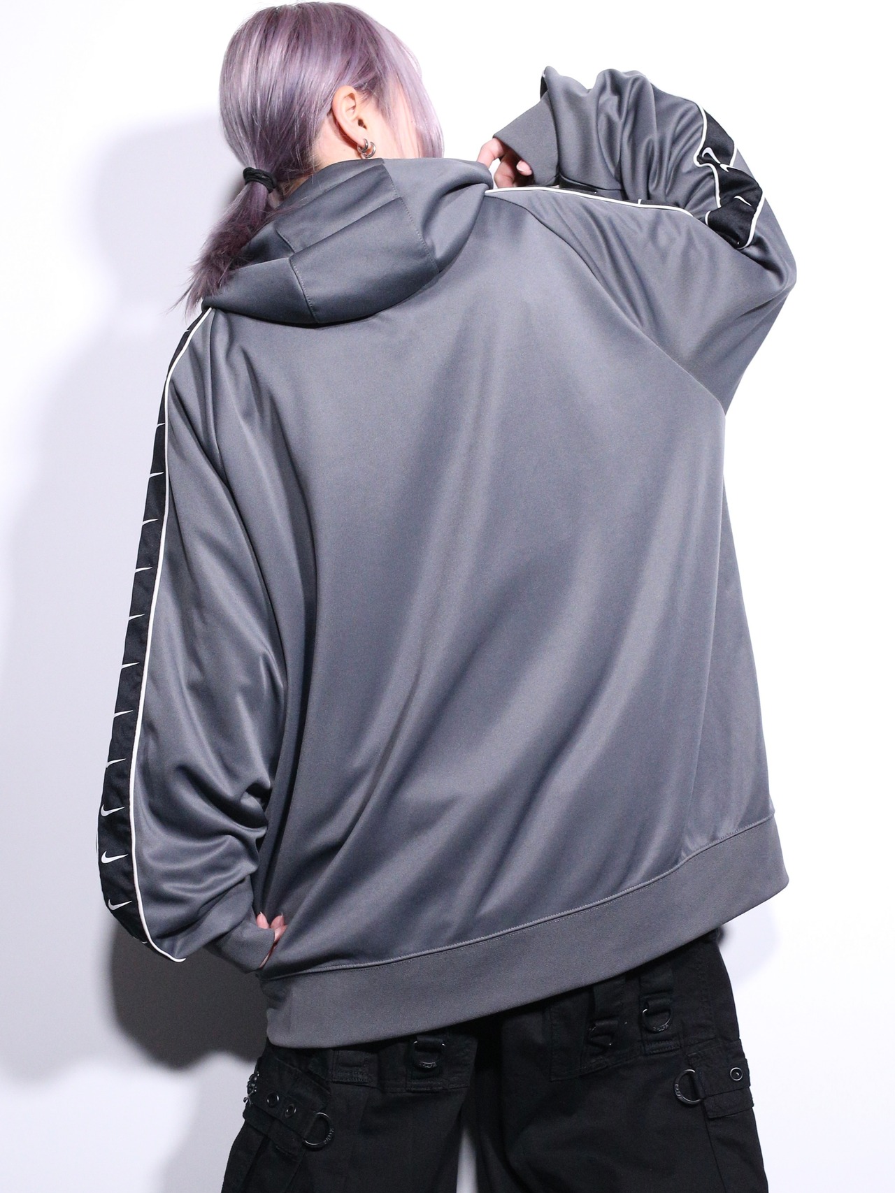 ”NIKE” taping design oversize zipup hoodie - 7
