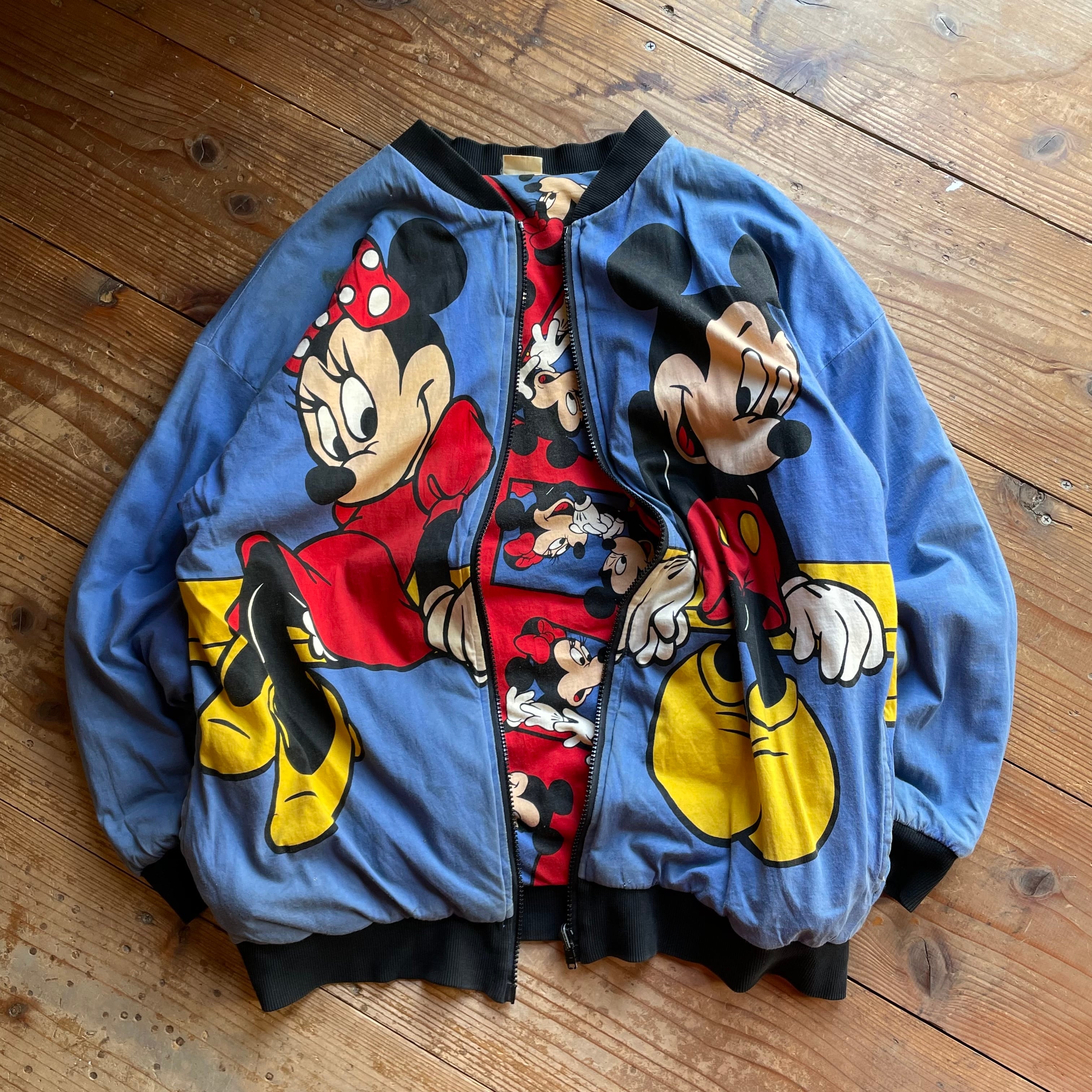 90s Mickey Mouse ミッキーマウス リバーシブルコットンブルゾン 古着 ブルゾン　C165