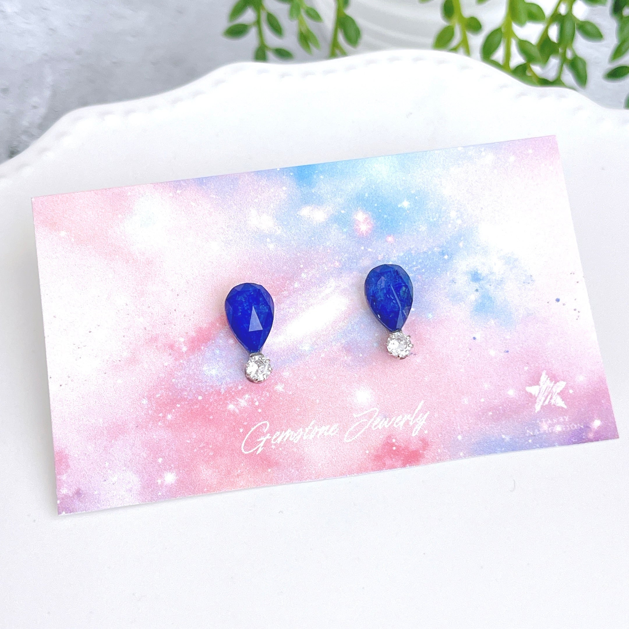 瑠璃の滴✧ラピスラズリピアス&ネックレスset（ペアシェイプ