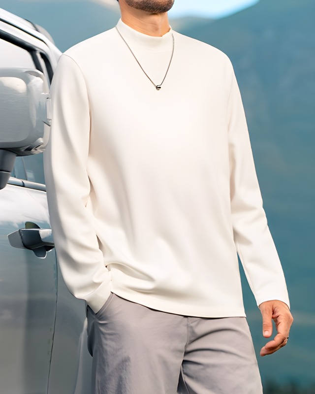 ハーフネック ロングスリーブTシャツ 5色　E0140