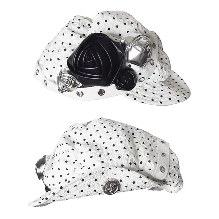nit alcove] Black polka dot straw hat | BYORI