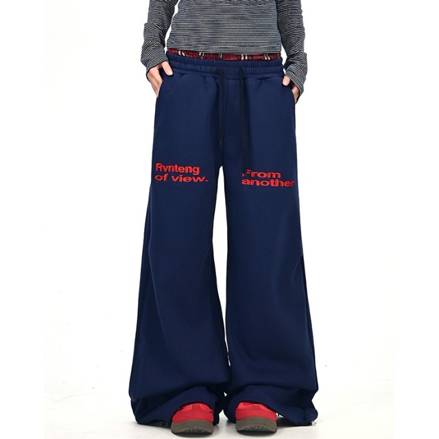 waist check pattern english letter sweatpants　ウエストチェック柄英字スウェットパンツ　J1383