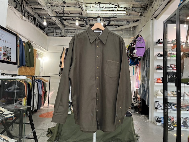 ACNE STUDIOS HEAVY TWILL LS SHIRT OLIVE 48 90183