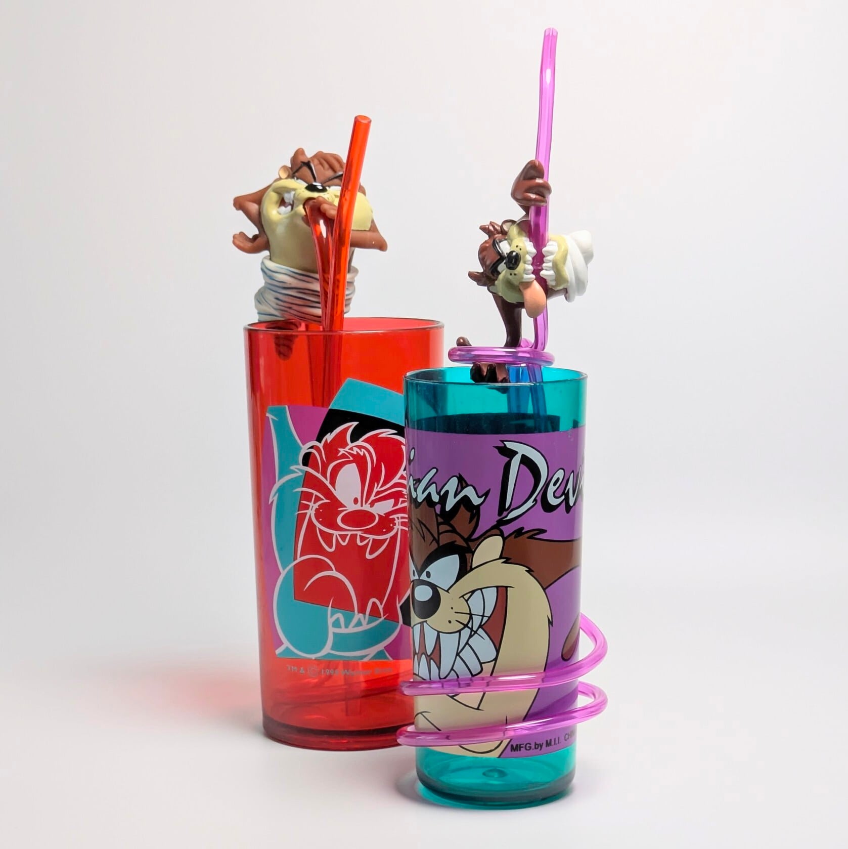 ☆VINTAGE 1998-1999☆【 Looney Tunes ( ルーニーテューンズ )】 タズマニアンデビル / TAZ / タズストロー付きプラスチックコップ 〚アメリカン雑貨 アメトイ〛