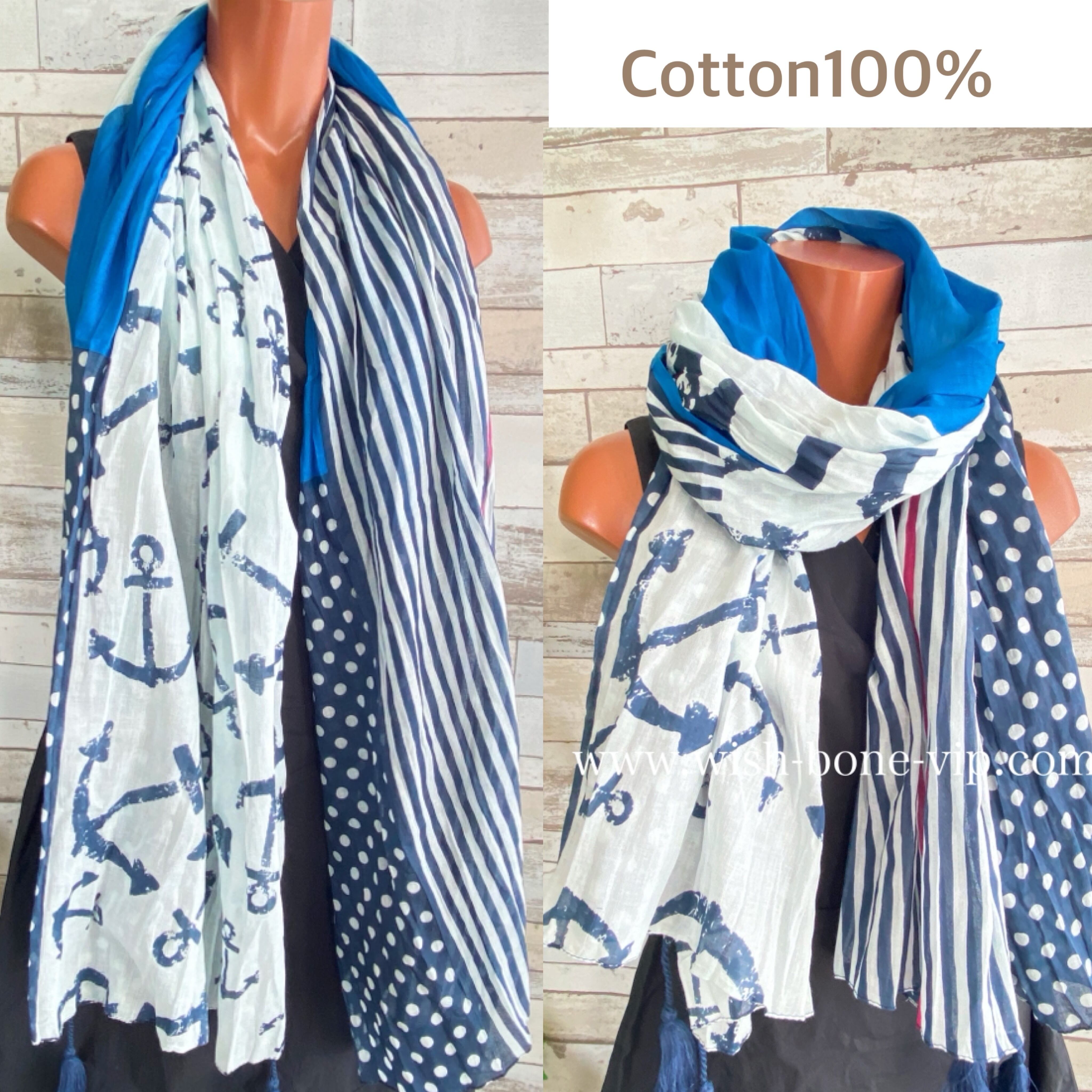 100%コットン インポート大判ストール 大判ストール ショール マリンブルー COTTON 100% コットン INDIAインポート大判ストール ｜ロングストール