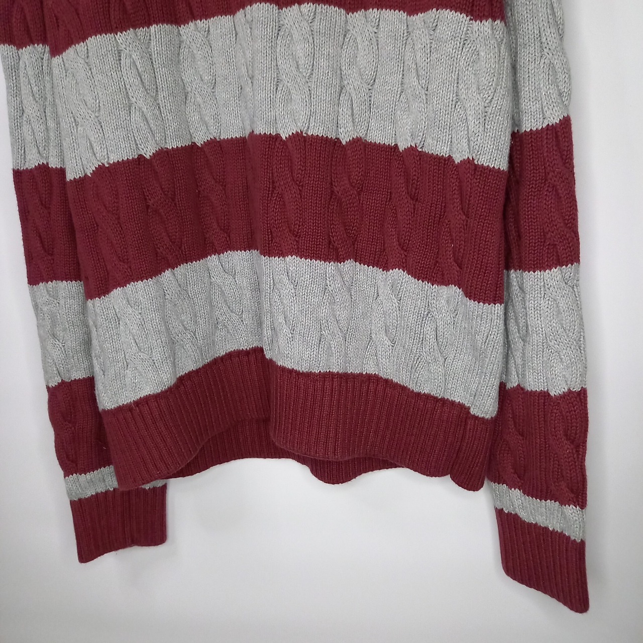 エルエルビーン　クルーネック　ケーブル編み　ニット　セーター　ボーダー　アラン