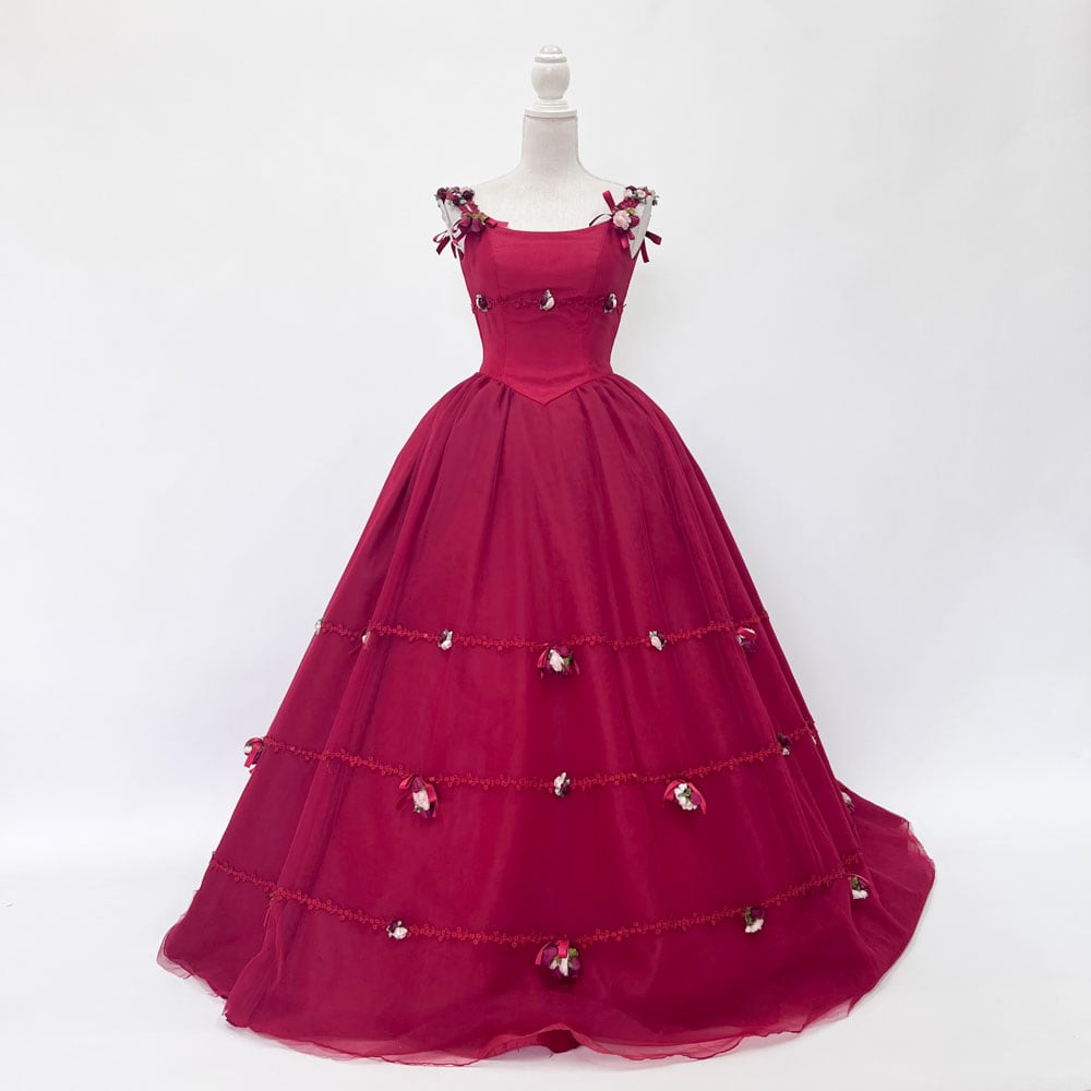 中古 カラードレス 赤 プリンセスライン GRACE 9号T 撮影衣装 結婚式 二次会などに C-264