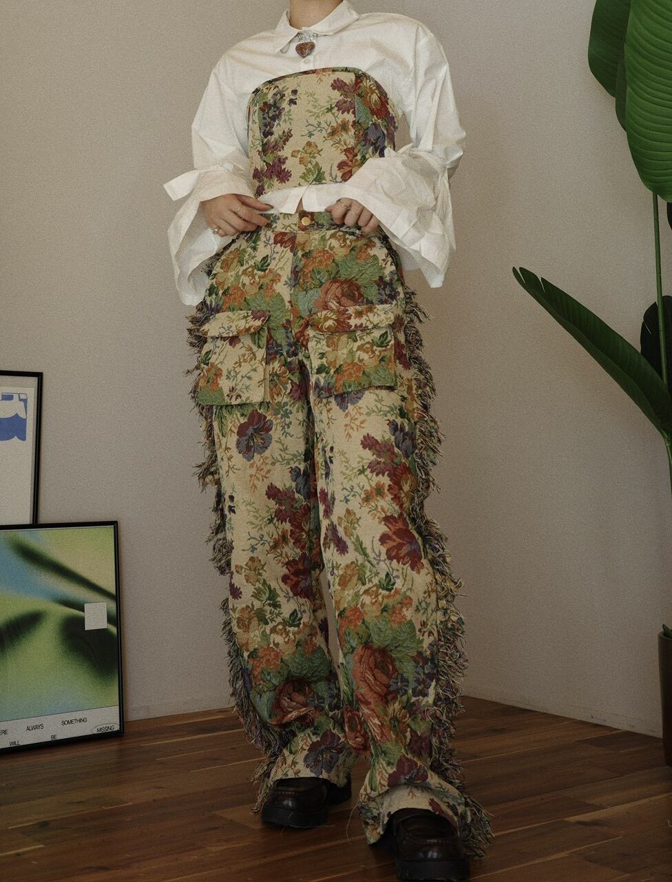 Gakkin ジャガード　セットアップ　シャツ　パンツ JACQUARD LOTUS LEAVES S/S SHIRT – GXX