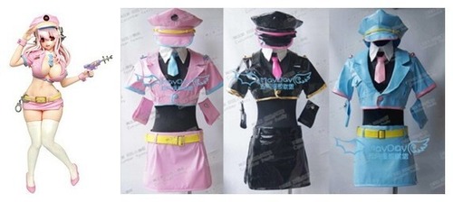 K3288b すーぱーそに子 女子警察官　宇宙警察ver.風 手錠付き　コスプレ衣装+ウィッグ　コスプレ衣装  cosplay　コスチューム ハロウィン　イベント