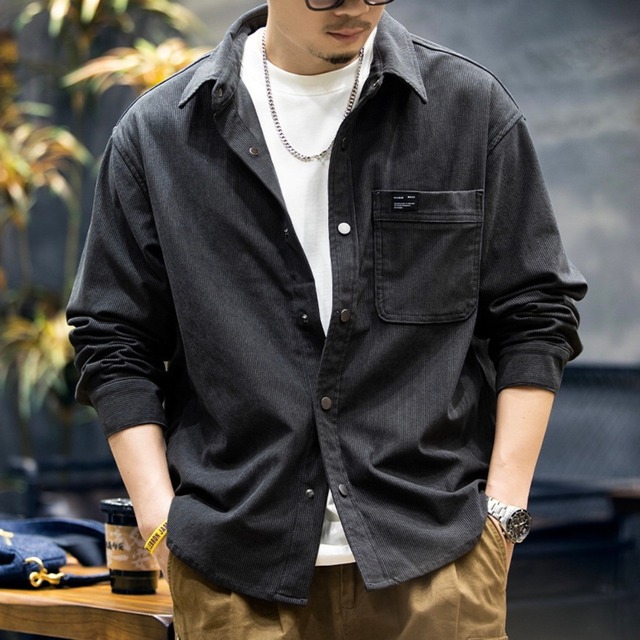 Single pocket retro corduroy shirt ( 2color )