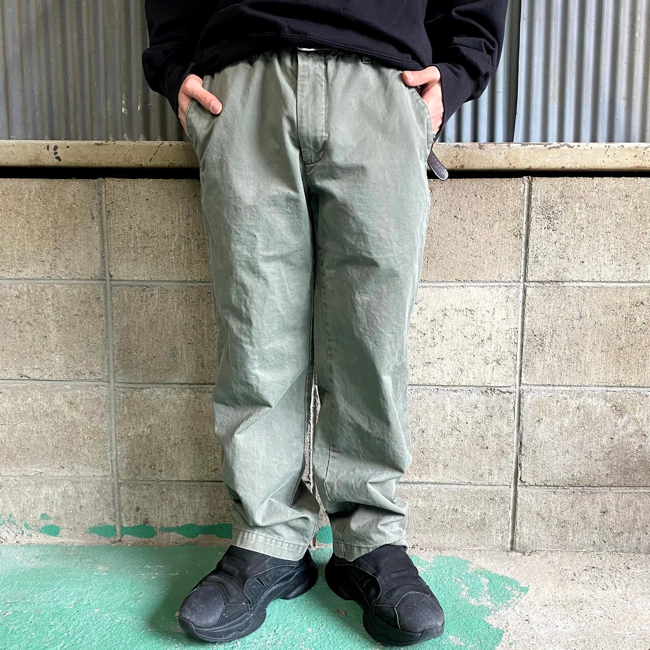 DOCKERS Khakis US製コットンワイドチノパンツ ブルーグレー