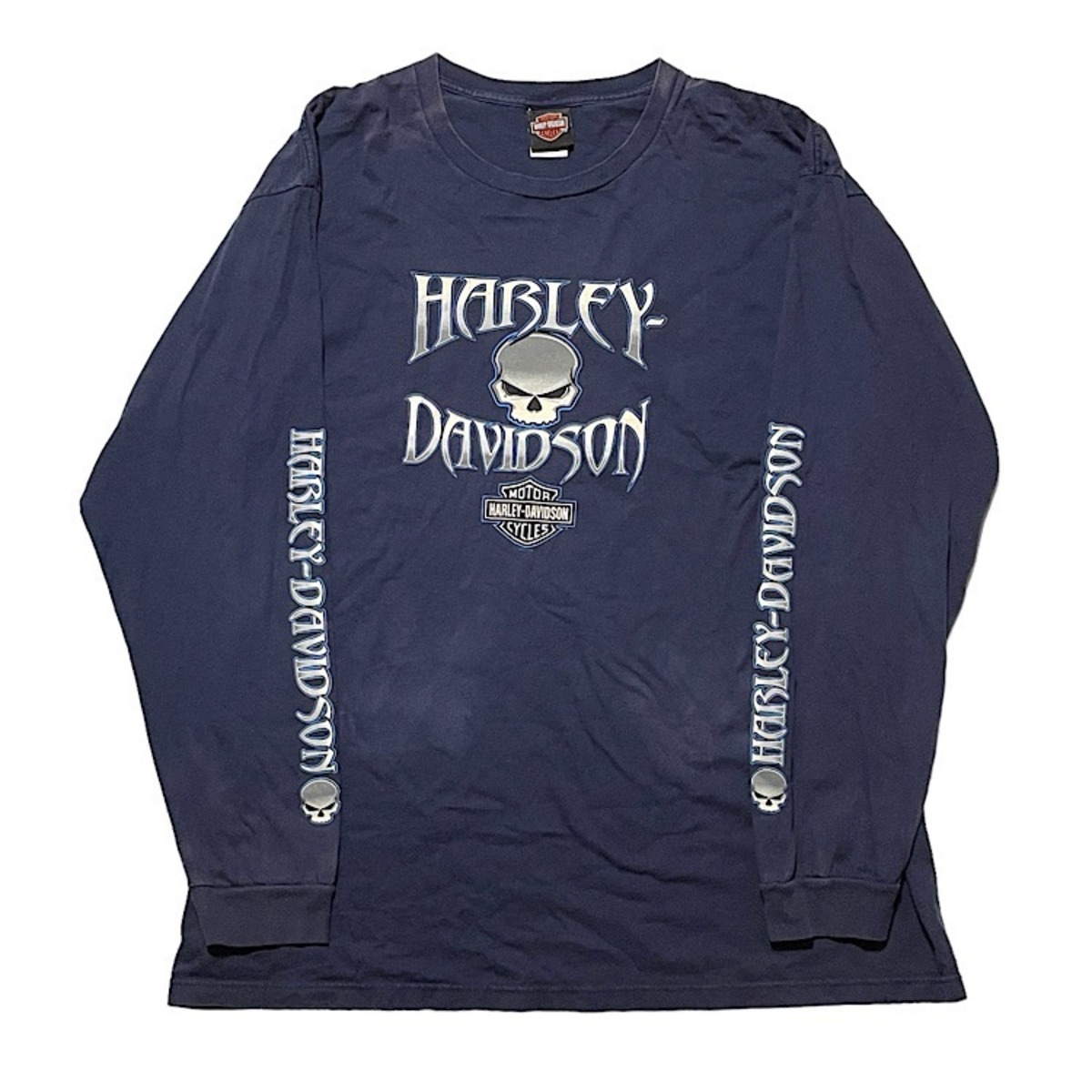 00s ビンテージ ハーレーダビッドソン ロンT Tシャツ USA製 スカル両面 