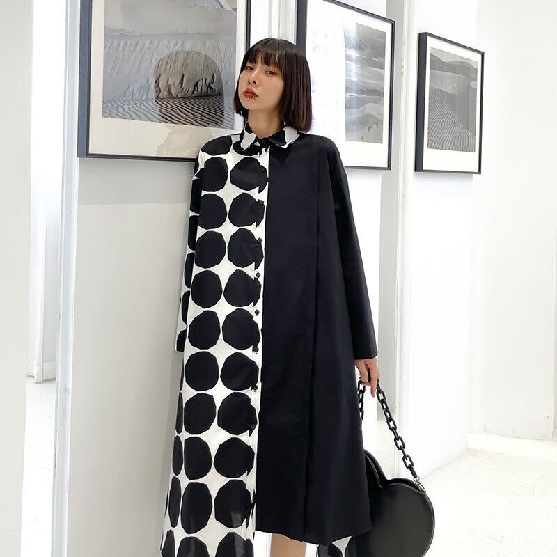 ブラックスカート オータムルーズ薄手ドレス ロングシャツ 秋物 ラブタオタオダレンハウス37635567176