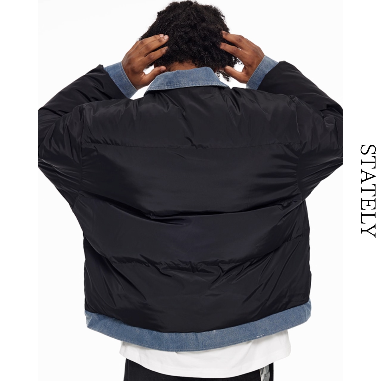 Denim Layered Puffer ジャケット_O44・画像2