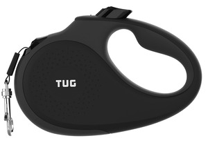 【努力特価】TUG 360°タングルフリー、頑丈引き込み式犬リード、スリップ防止ハンドル付き;5 m 強いナイロンテープ。片手ブレーキ、一時停止、ロック (S サイズブラック)