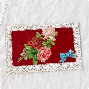 フランスアンティーク ポストカード | ヴィクトリア朝時代 薔薇の花束 ペーパーレース｜（Ⅰ005）