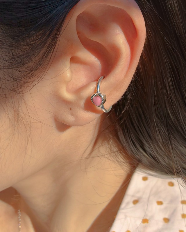 VINTAGE HEART CHARMのsnap RING body jewelry Pink SILVER925 #LJ20009P　ヴィンテージハートリングボディピアス・ピンク/シルバー925